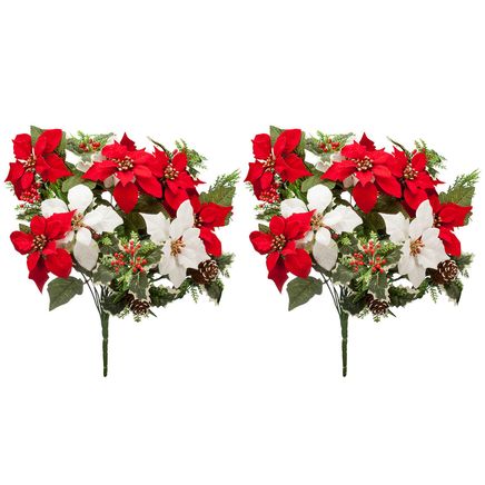 21" Poinsettia & Pinecone Bush by OakRidge™, Set of 2-371410