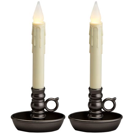 Battery-Operated LED Single Window Candle, Set of 2-371411