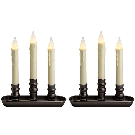 Battery-Operated LED Triple Window Candle, Set of 2-371412