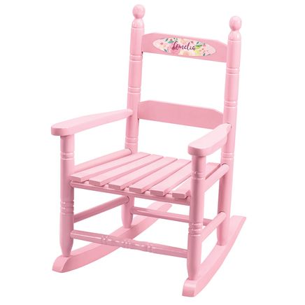 Personalized Watercolor Floral Children's Rocking Chair-373931