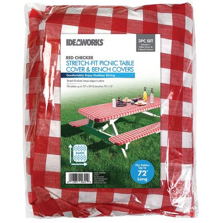 Deluxe Red Check Table Cover With Cushions-375512