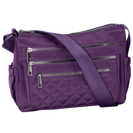 Quilted Microfiber Crossbody with Side Pockets-375619