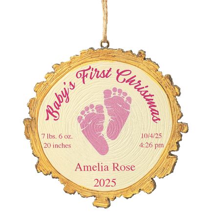 Personalized Baby's First Christmas Footprint Wood Slice Ornament-375920