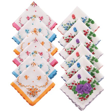 Women's Printed Handkerchiefs, Set of 12-378116