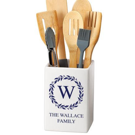 Personalized Wreath Initial and Name Square Crock-378137