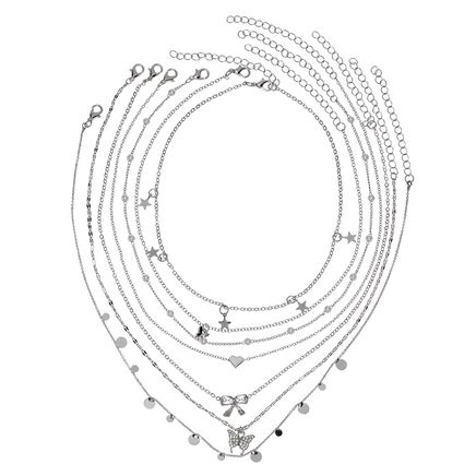 7-Piece Elegant Silver-Plated Necklace Set-379408