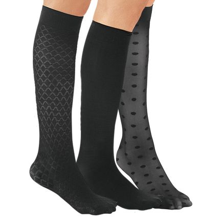 Stylish Compression Knee-Highs, 3 Pairs-379901
