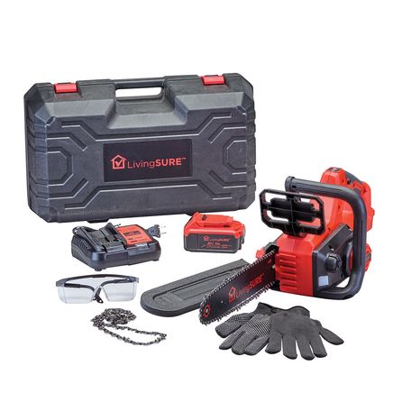 12" Cordless Chainsaw, Battery and Charger Set By LivingSURE™-380214