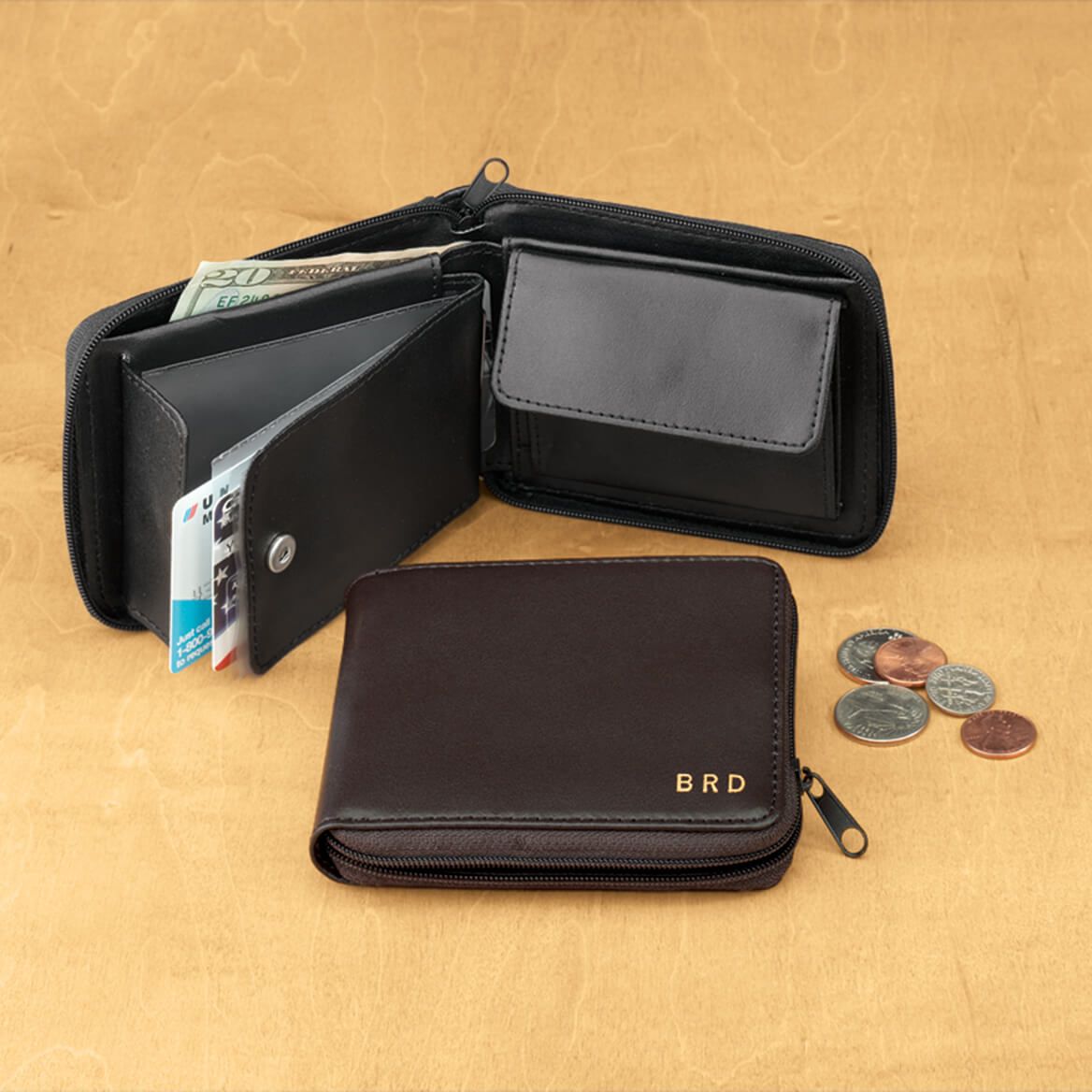Personalized Leather Zipper Wallet + '-' + 303263