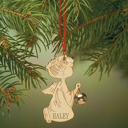 Personalized Kneeling Angel and Bell Ornament-310292