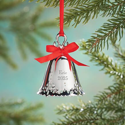 Personalized Silver Tone Christmas Bell Ornament-310963