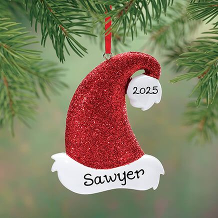 Personalized Santa Hat Glitter Ornament-339211