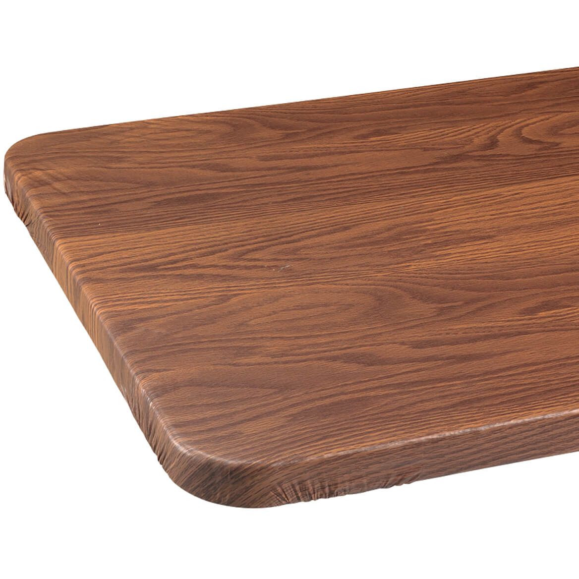 Wood Grain Vinyl Elasticized Banquet Table Cover + '-' + 344629