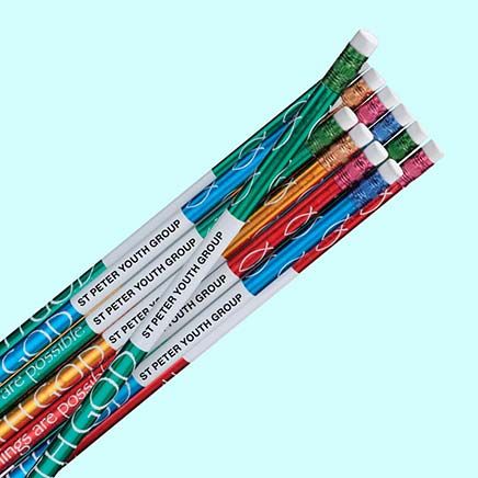 Personalized With God Foil Pencils, Set of 12-346072