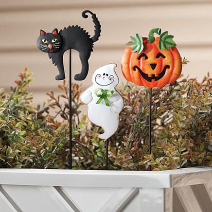 View product details for Halloween Planter Stakes by Fox River Creations™, Set of 3