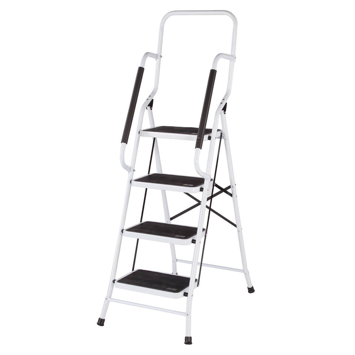 LivingSURE™ Folding Four Step Ladder with Handrails + '-' + 354173