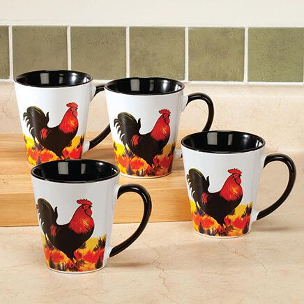 Rooster Mugs, Set of 4-361968