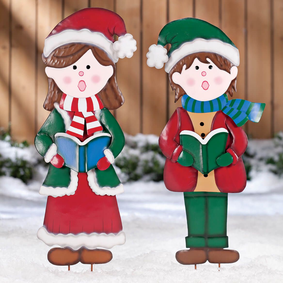 Metal Garden Girl and Boy Carolers by Fox River Creations™ + '-' + 362578