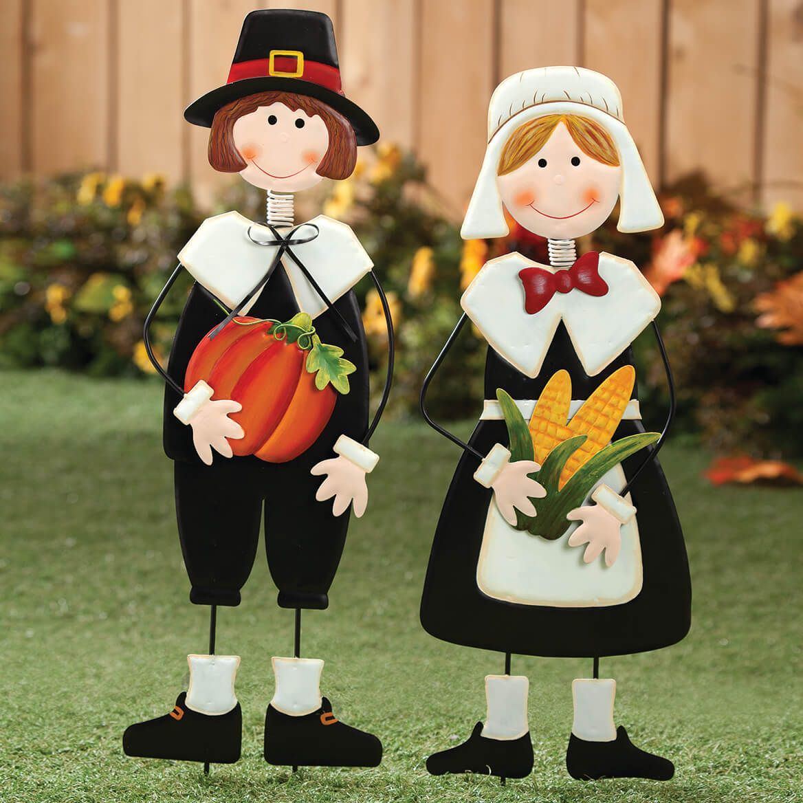 Metal Pilgrim Boy and Girl Stakes by Fox River Creations™ + '-' + 362580