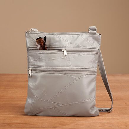 RFID Lambskin Patch Leather Crossbody Bag-363493