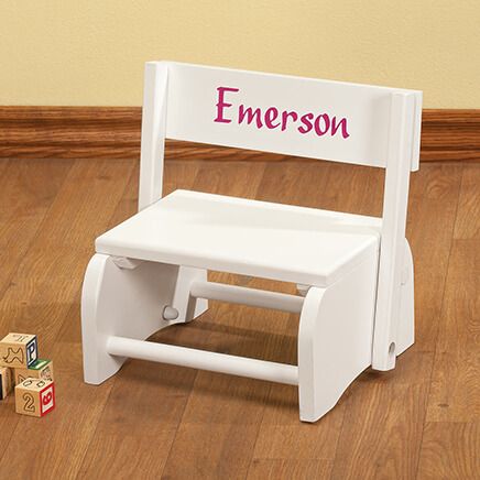 Personalized White Wooden 2-in-1 Chair and Stepstool-363555