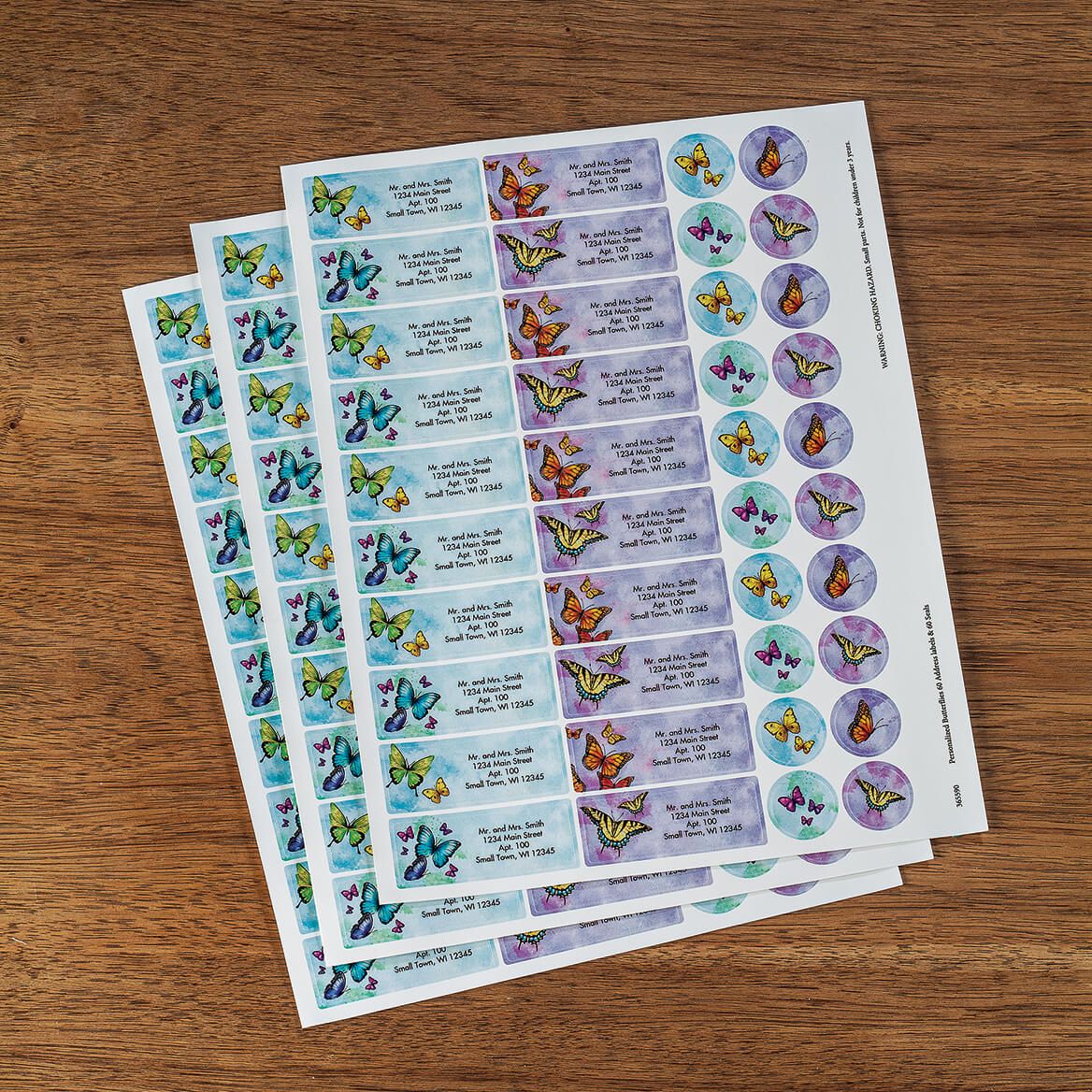 Personalized Butterflies Labels & Seals, Set of 60 + '-' + 365590
