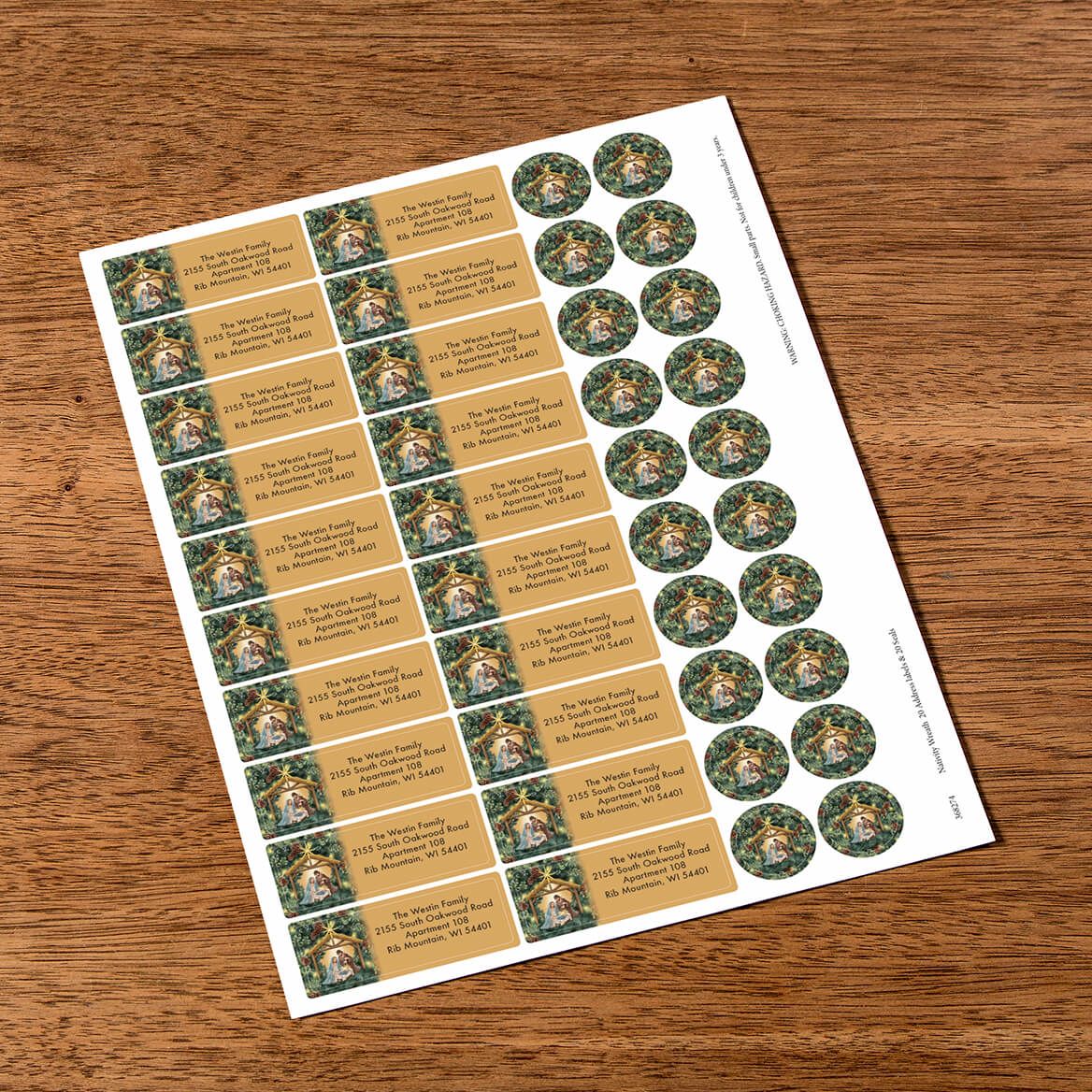 Personalized Nativity Wreath Labels & Seals, Set of 20 + '-' + 368274