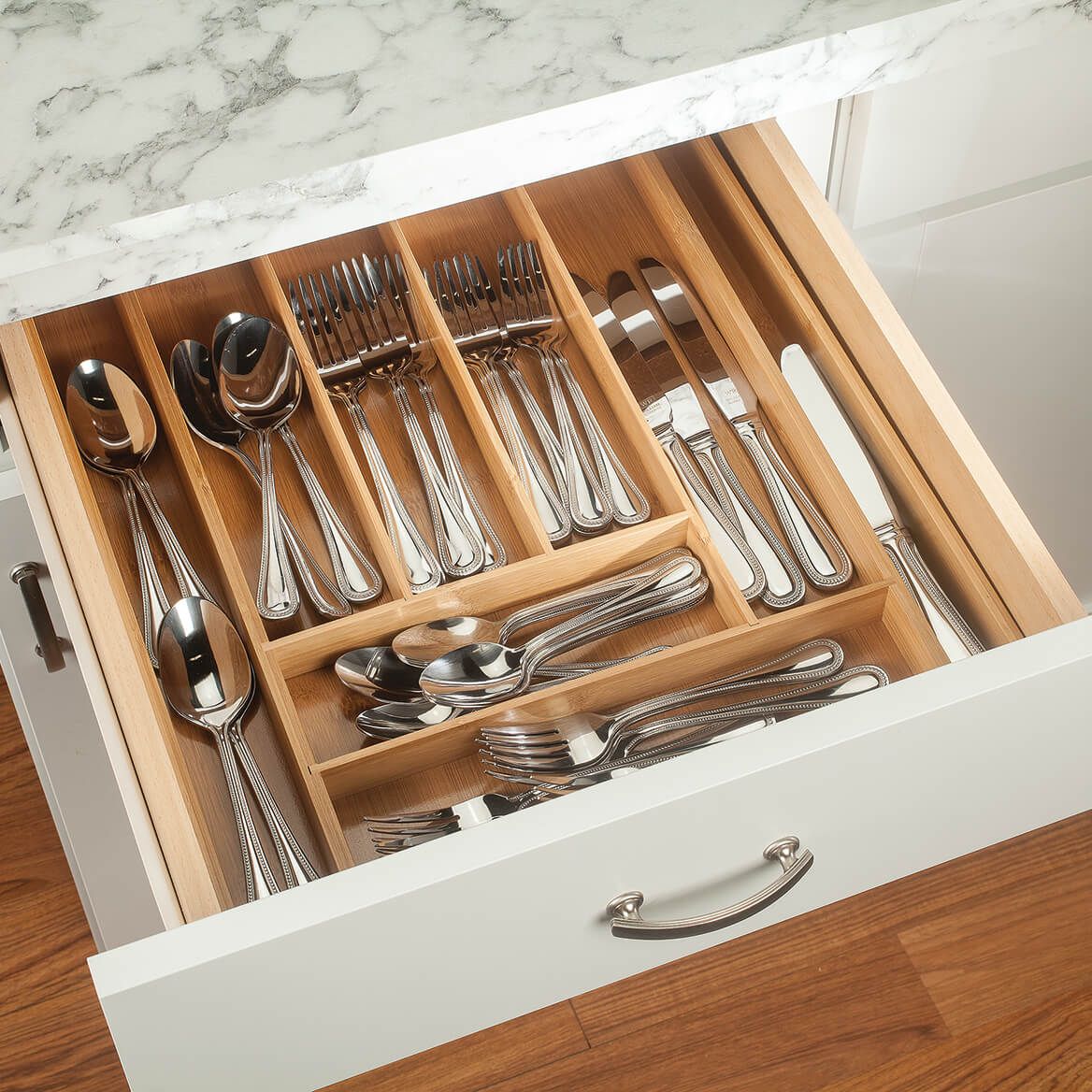 Bamboo Expandable Cutlery Drawer Organizer by HMP + '-' + 368380