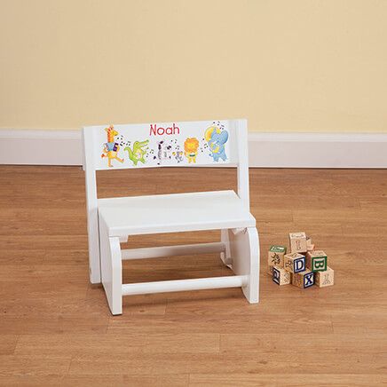 Personalized Children's White Musical Animals Step Stool-368490