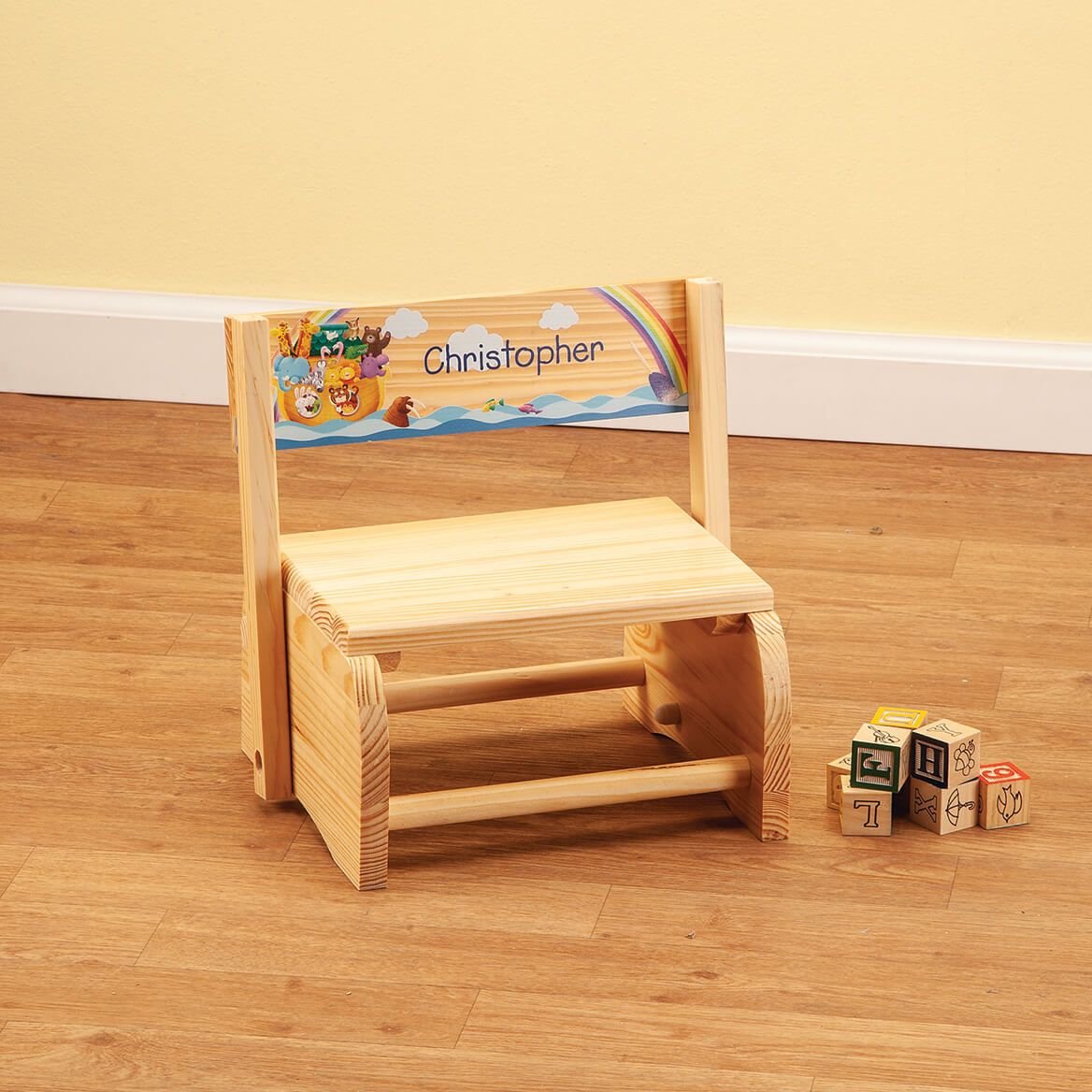 Personalized Natural Noah's Ark Step Stool + '-' + 369044