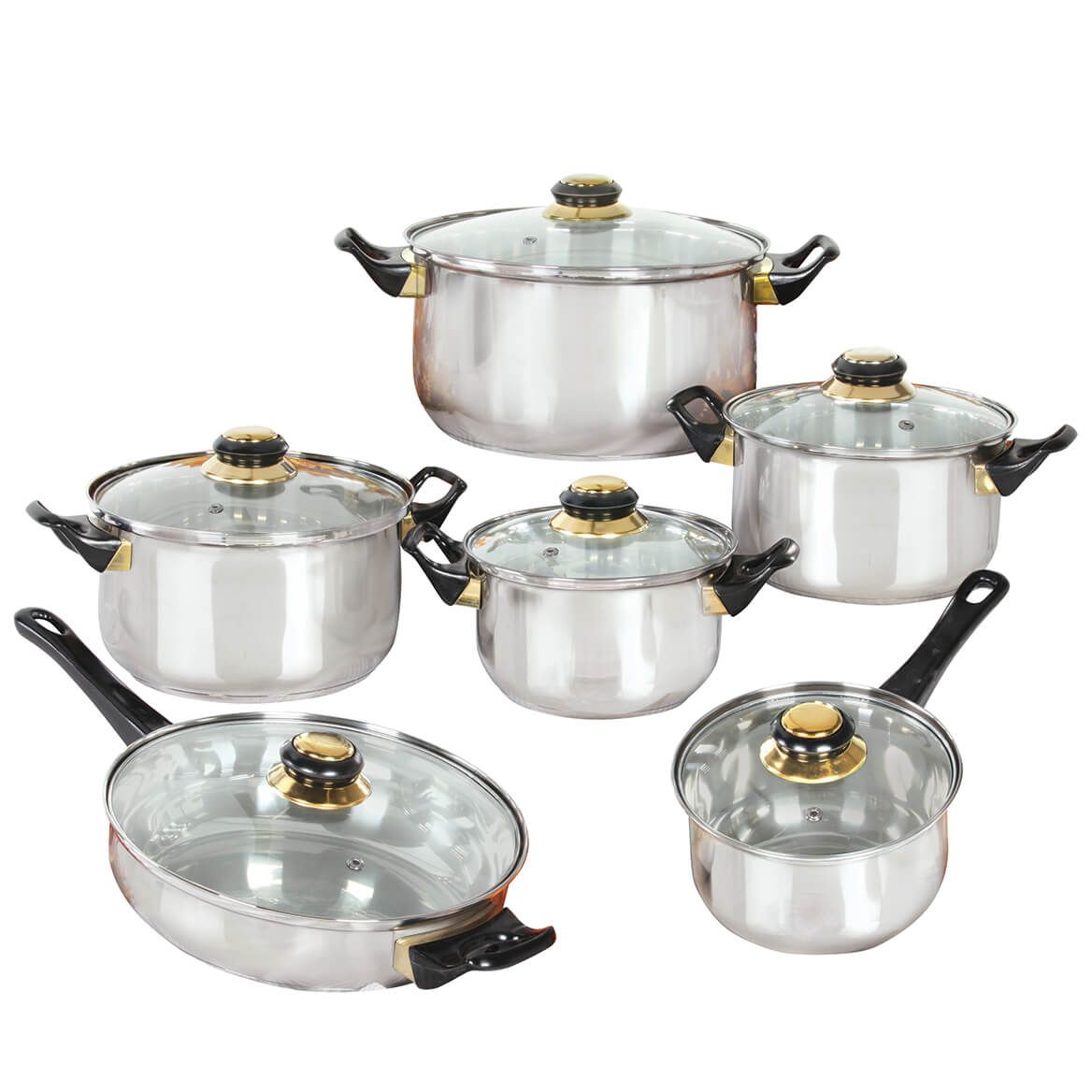 Deluxe 12 Pc. Stainless Steel Cookware Set + '-' + 369767