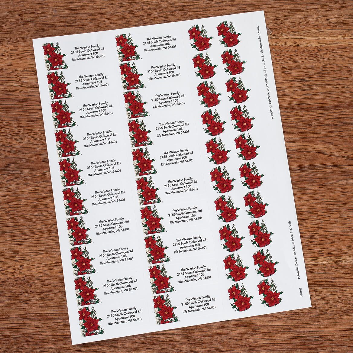Personalized Poinsettia Collage Labels and Seals, Set of 20 + '-' + 370163