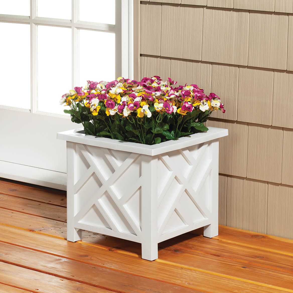 White Chippendale Planters, Set of 2 + '-' + 370378