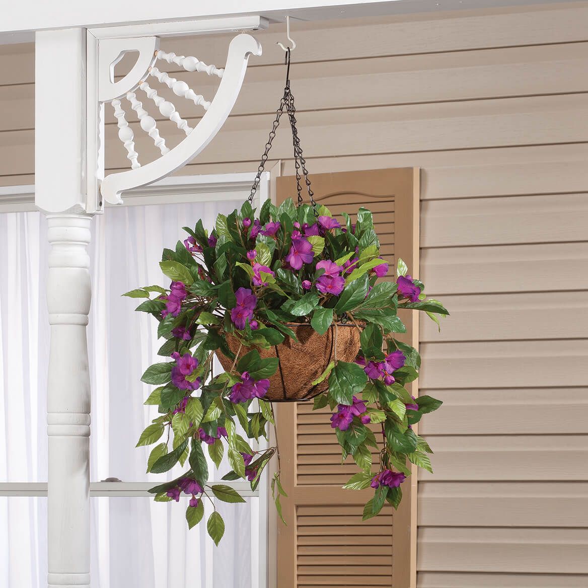 Assembled Purple Impatiens Basket by OakRidge™, Set of 2 + '-' + 370385