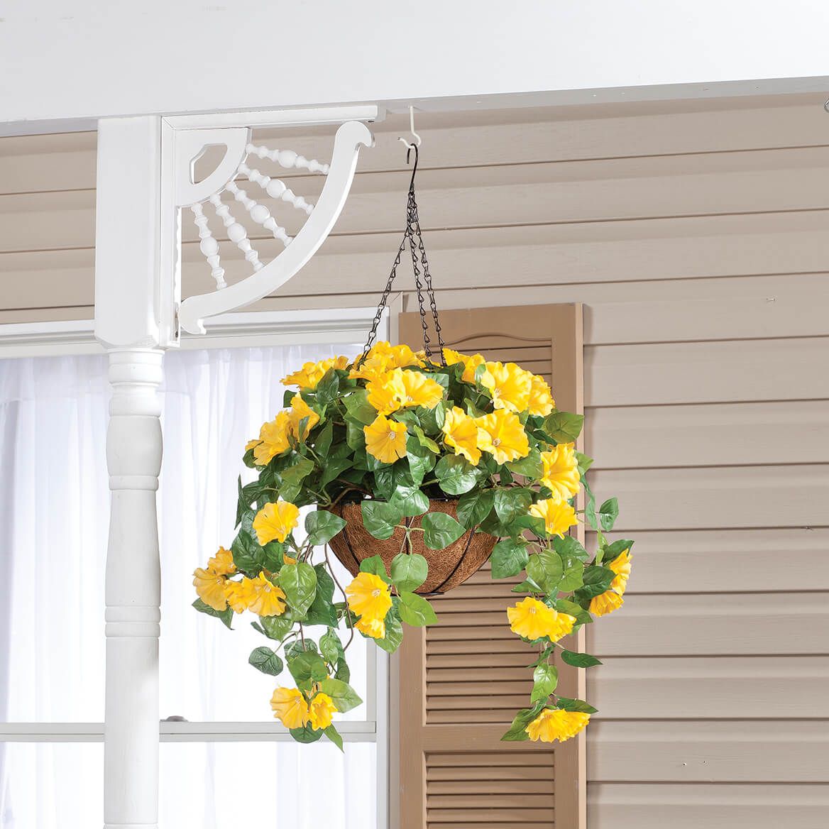 Fully Assembled Yellow Petunia Basket by OakRidge™, Set of 2 + '-' + 370392