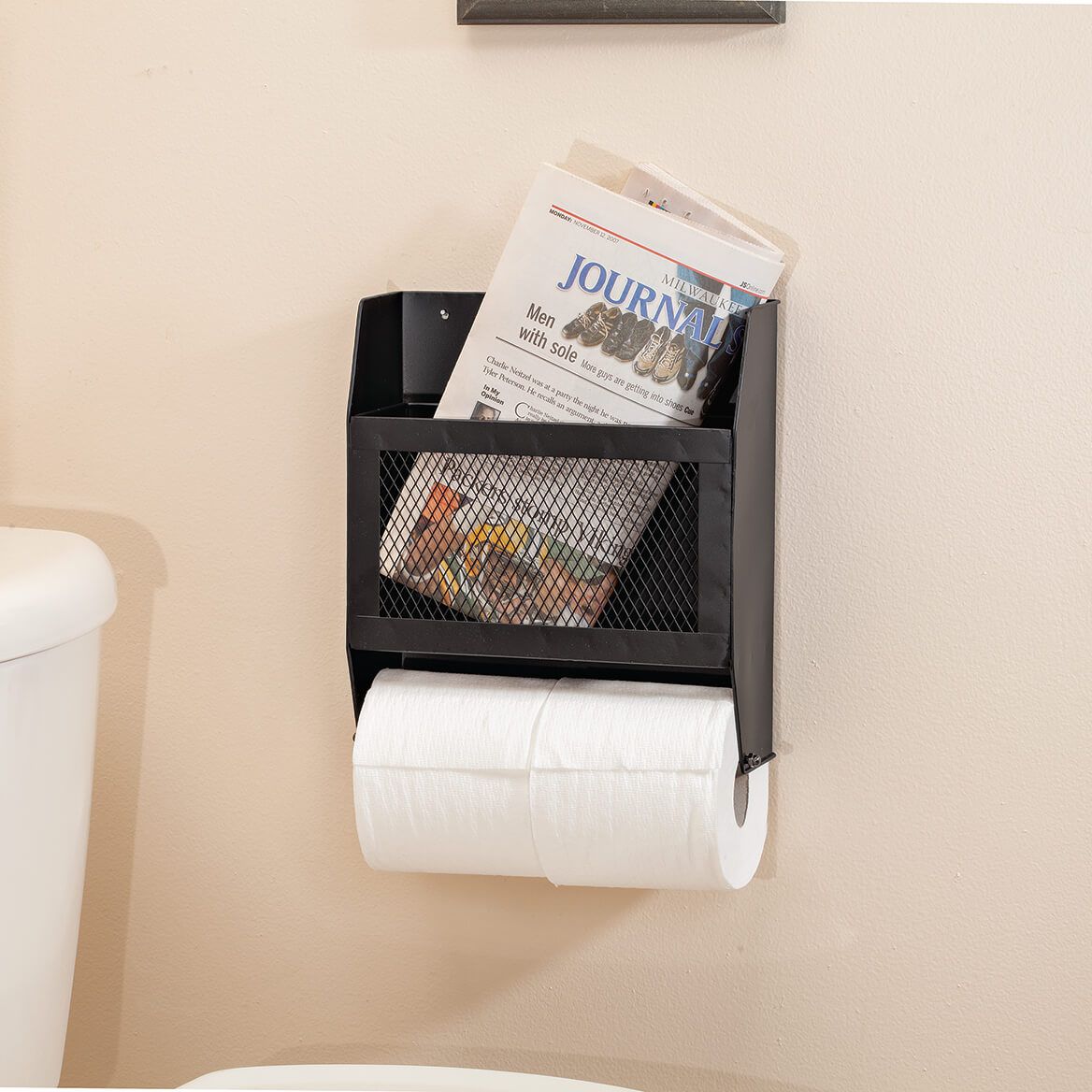 Metal Double Toilet Paper Holder with Organizer + '-' + 371229