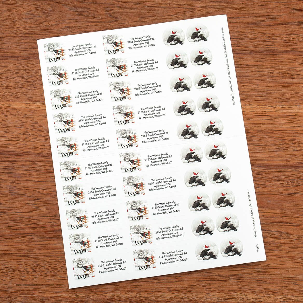Personalized Address Labels and Seals Merry Greetings, Set of 20 + '-' + 371875