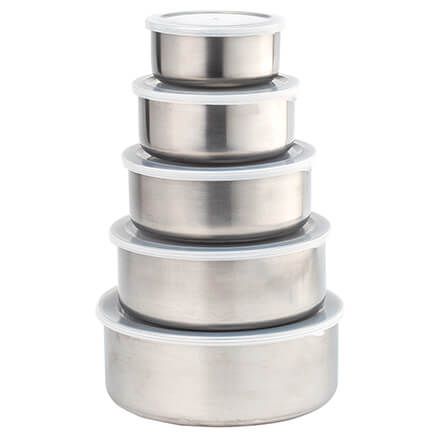 Stainless Steel Storage Bowls with Lids, Set of 5-372015