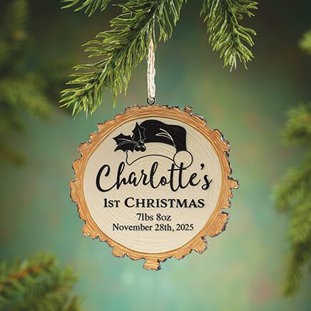 Personalized Baby's First Christmas Resin Wood Slice Ornament-372087