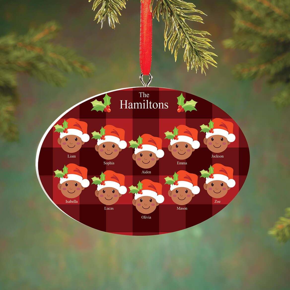 Personalized Medium Skintone Santa Hat Family Ornament + '-' + 372371