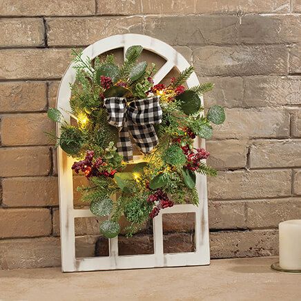 Christmas Window Frame with Eucalyptus Wreath-372440