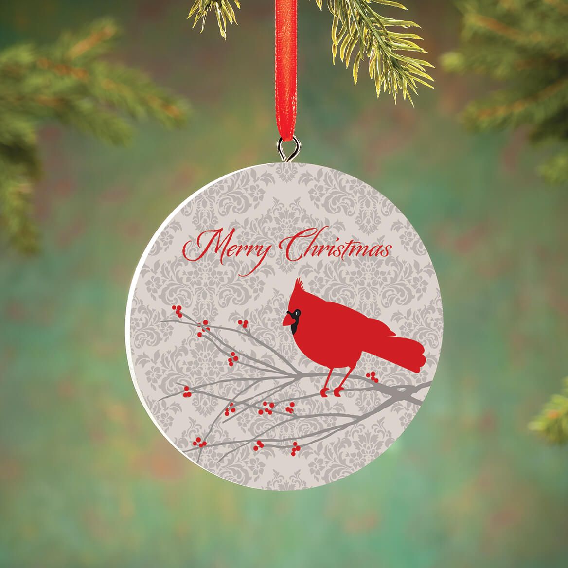 Personalized Merry Christmas Cardinal Ornament + '-' + 372733