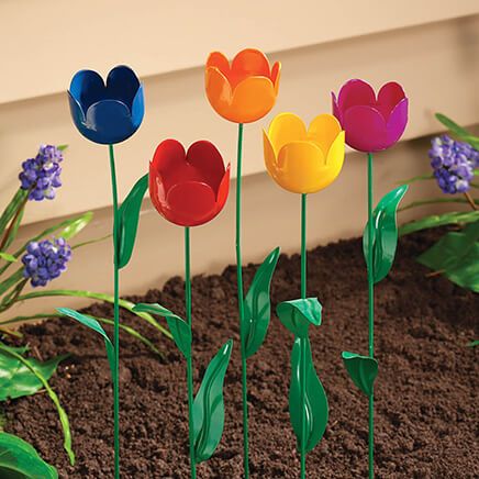 Metal Tulip Stakes, Set of 10-373630