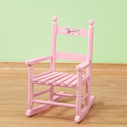 Personalized Watercolor Floral Children's Rocking Chair-373931