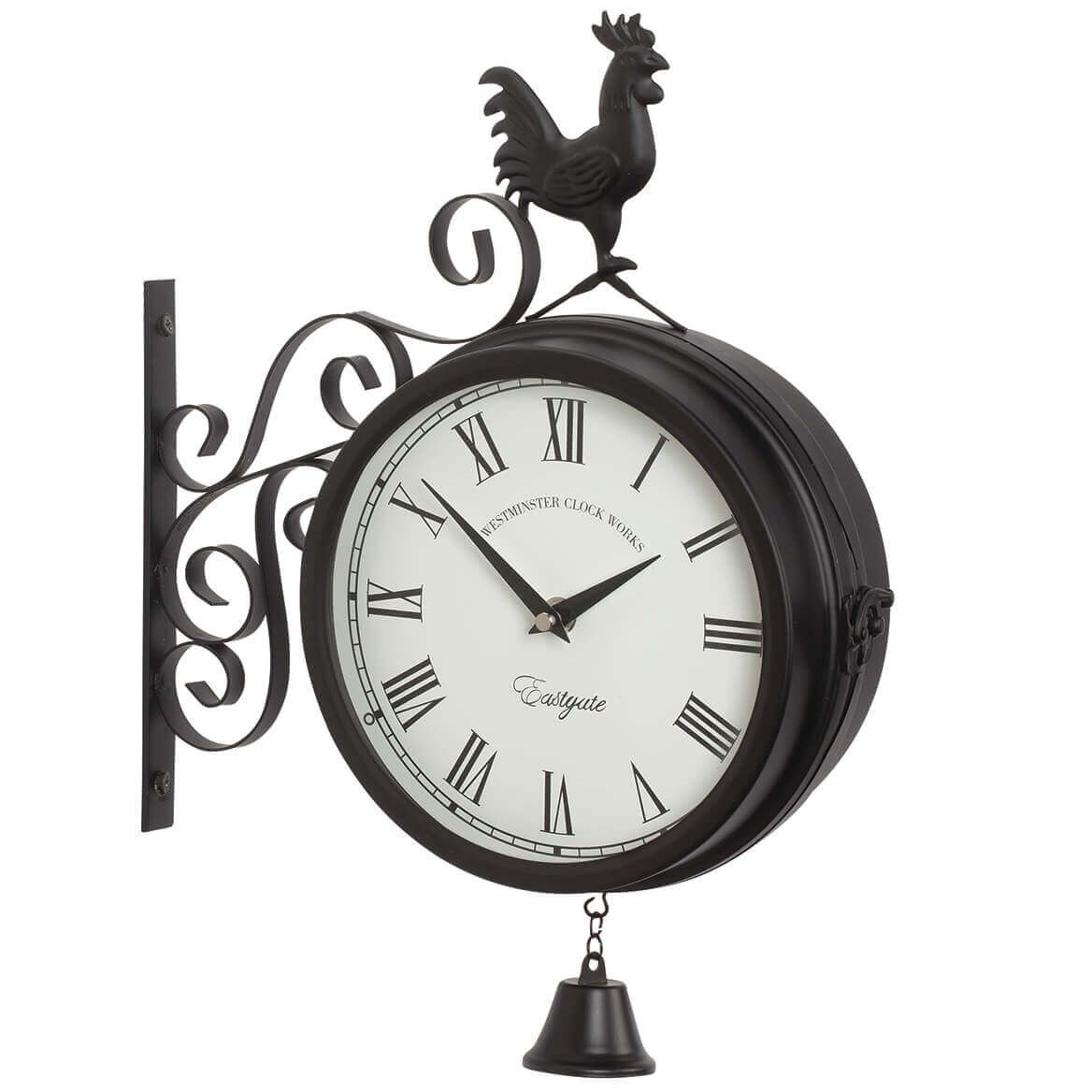 Black Double-Sided Rooster Wall Clock + '-' + 374185