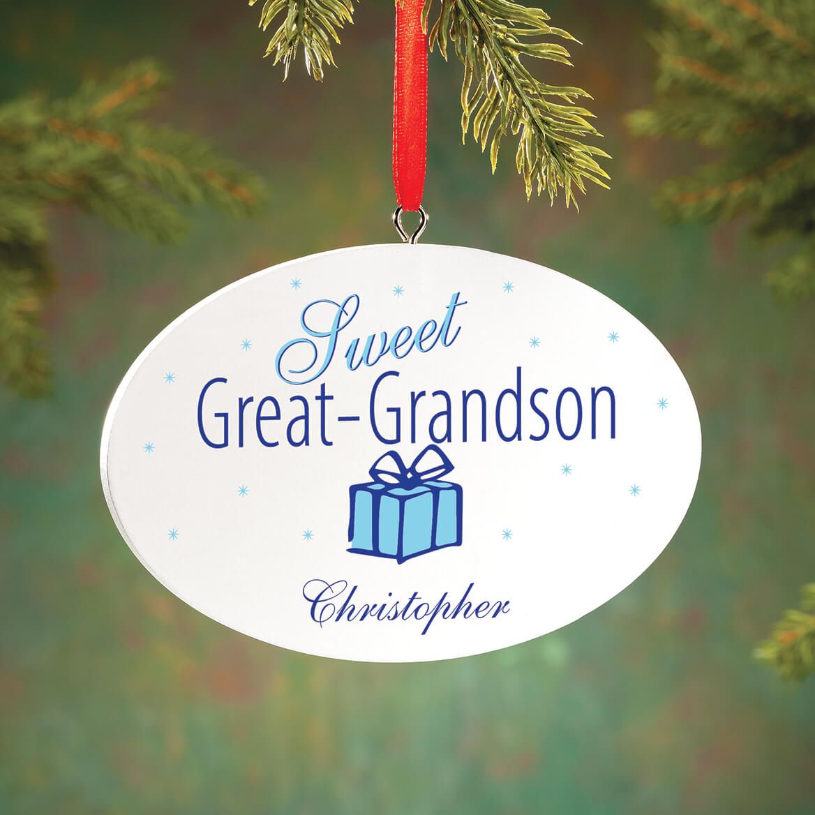 Personalized Great Grandson Oval Ornament + '-' + 374692