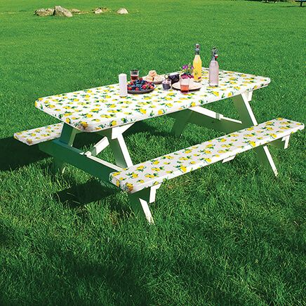 Deluxe Lemon Picnic Table Cover With Cushions-375511