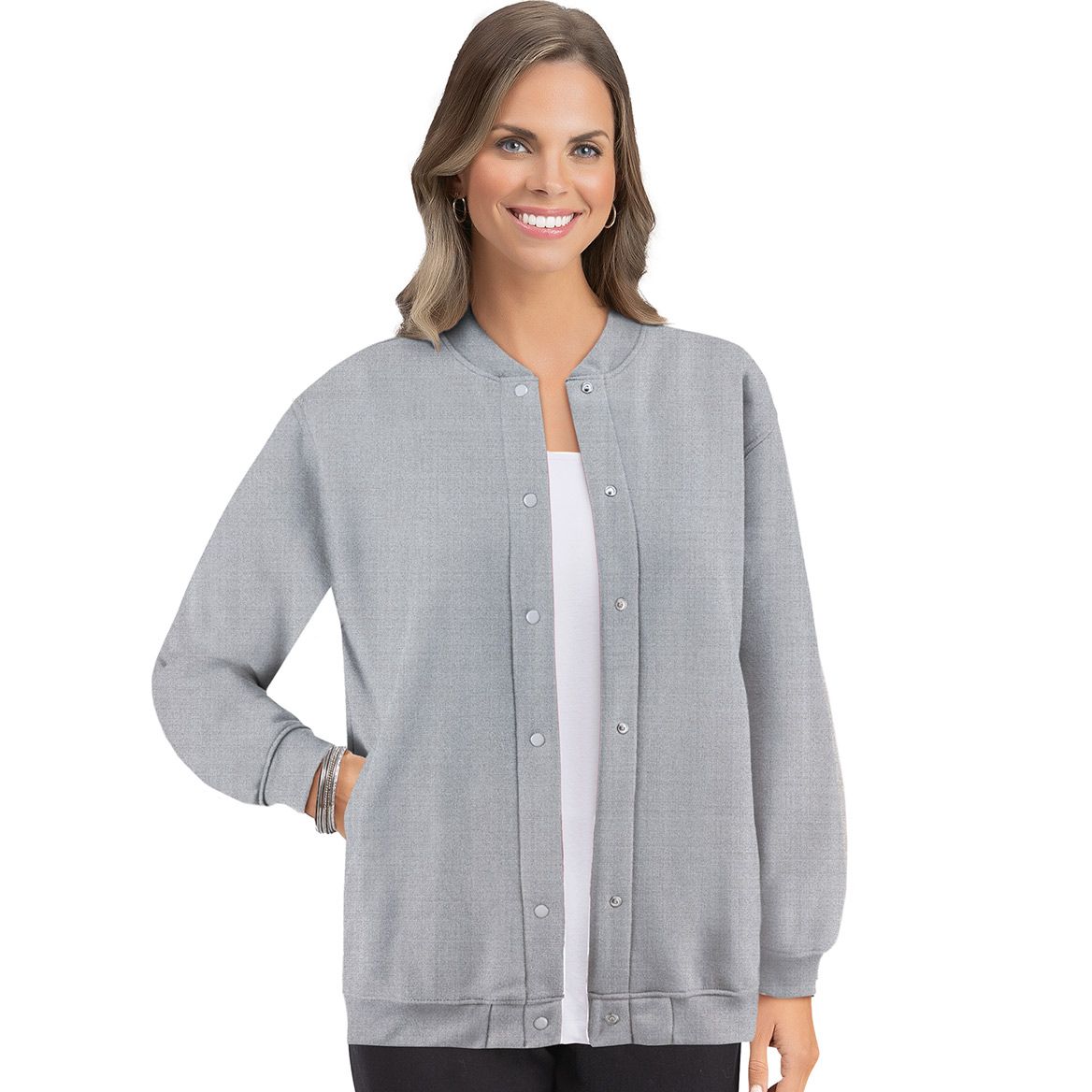 Women's Snap-Front Fleece Knit Jacket + '-' + 375667