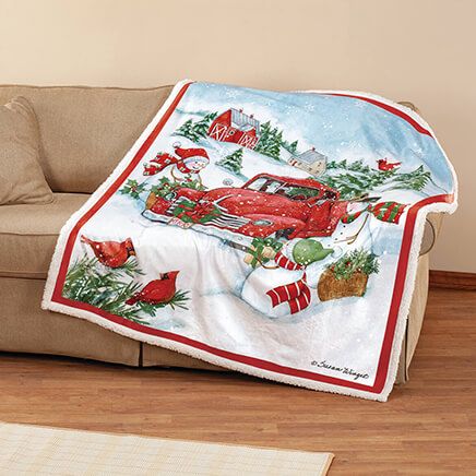 Susan Winget™ Truck and Snowmen Sherpa Throw-375669