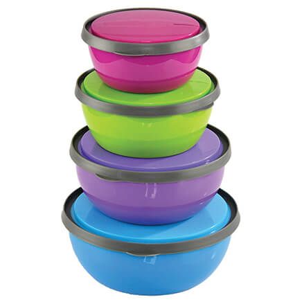 Colored Stainless Steel Bowls with Lids, Set of 4-376041